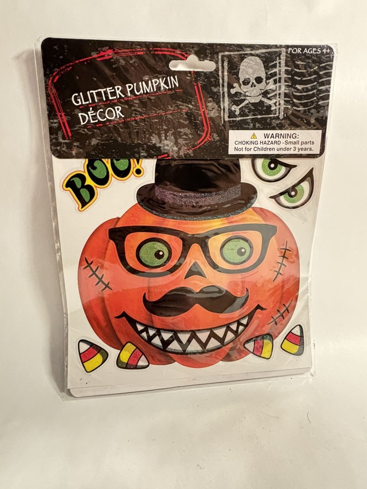 2020 Halloween Stickers glitter Pumpkin Jack O Lantern decor carving accents