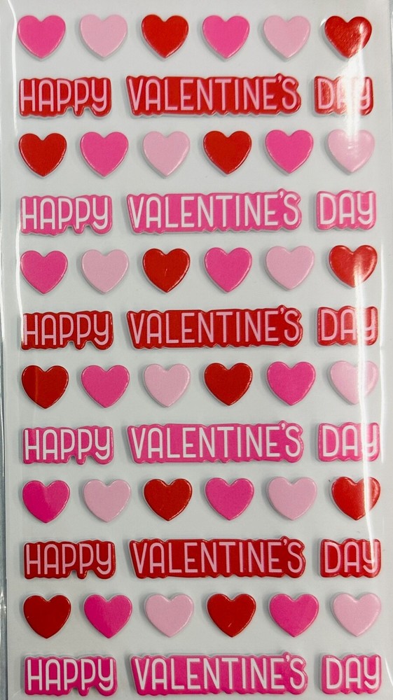 Pink & Red Foam Hearts Valentine’s Day Stickers Planner Papercraft Crafts