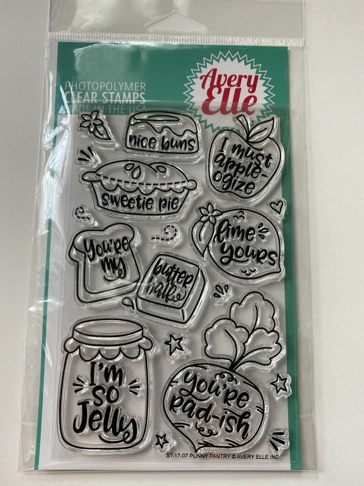 Avery Elle – Punny Pantry Stamp Set (Coordinating dies included)