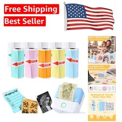 Portable 10-Roll Set of Self-Adhesive Printable Stickers for Mini Printers