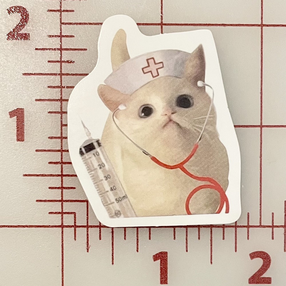 Cat Sticker Nurse White Kitten Nurse Appreciation I Love You Nurses!