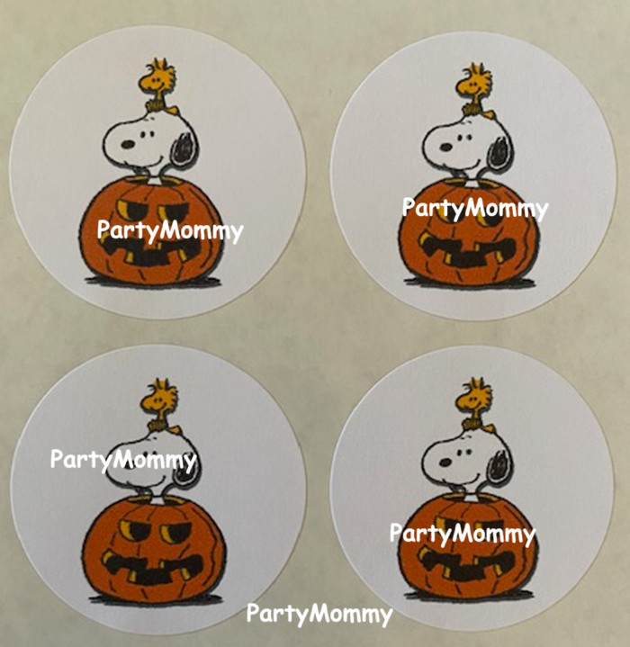 SNOOPY HALLOWEEN STICKERS, ENVELOPE SEALS, LABELS, 1.5″, (30) ROUND, TAGS AUTUMN