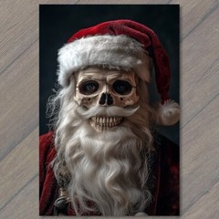 STICKER Skeleton Santa Claus Beard Red Hat Creepy Grim Christmas Horror Xmas