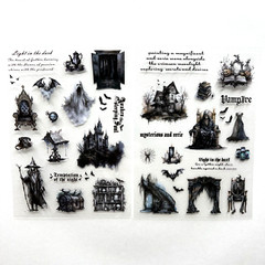 Gothic Night Halloween Stickers 2 Sheets Junk Journal Collage