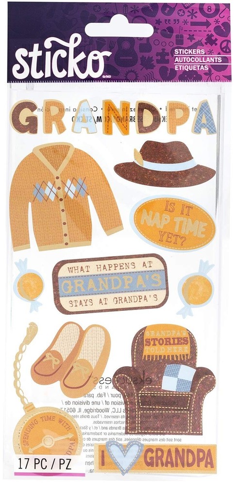 Sticko Grandpa Gold Foil Family Stickers Planner Crafts Father’s Day Scrapbook