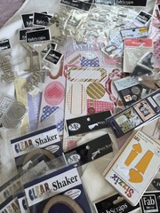 HUGE LOT Scrapbook Stickers Junk Journal Craft Fabscaps Clear Shaker Crystal