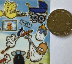IT’S A LITTLE BOY Gold Foil Stickers(17pc)Stork•Baby •Newborn•Bottle•Card Making