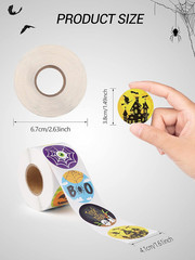 1000 Pcs Halloween Roll Stickers for Kids Teens, Pumpkin Bats Spiders Witch Web