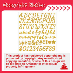 664pcs Gold Glitter Letter Stickers 8 Sheets Alphabet Numbers DIY Crafts Decor