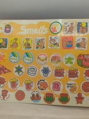 Vintage 1980s Kids Sticker Book, Pac-Man, Q Bert, Scratch N Sniff Etc