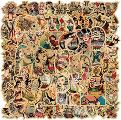 100pcs Vintage Stickers Retro Girl Sailor Sticker Pack for Adults Old School S
