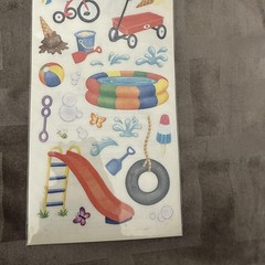 Vintage 2001 Sandylion Kids At Play Toddler Scrapbook Sticker Sheet Multi PSCB44