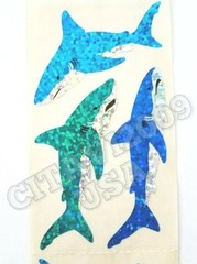 HAMBLY STUDIOS PRISMATIC GLITTER BLUE TEAL SHARKS FISH VINTAGE RARE RETIRED