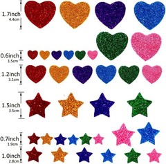 260 Pieces Colorful Glitter Foam Stickers Self Adhesive Stars Mini Heart Shap…