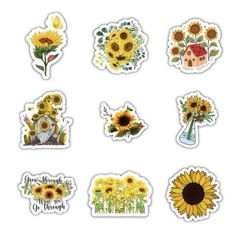 100 Pcs Random Inspirational Sunflower Vinyl Waterproof Stickers
