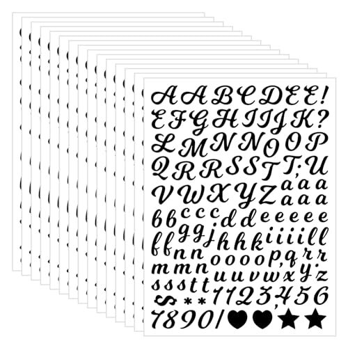 3040Pcs 20 Sheets Small Letter Number Stickers, 1/2inch Black (Writing Style)