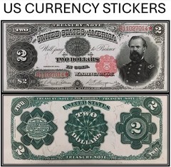 $2 Two Dollar 1891 Treasury Note (US CURRENCY STICKERS)