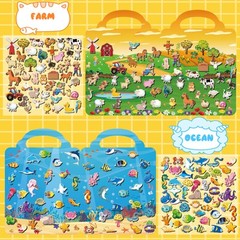 6Set Puffy Sticker Books for Kids 2-4, 3D Reusable Stickers Books for Toddler…