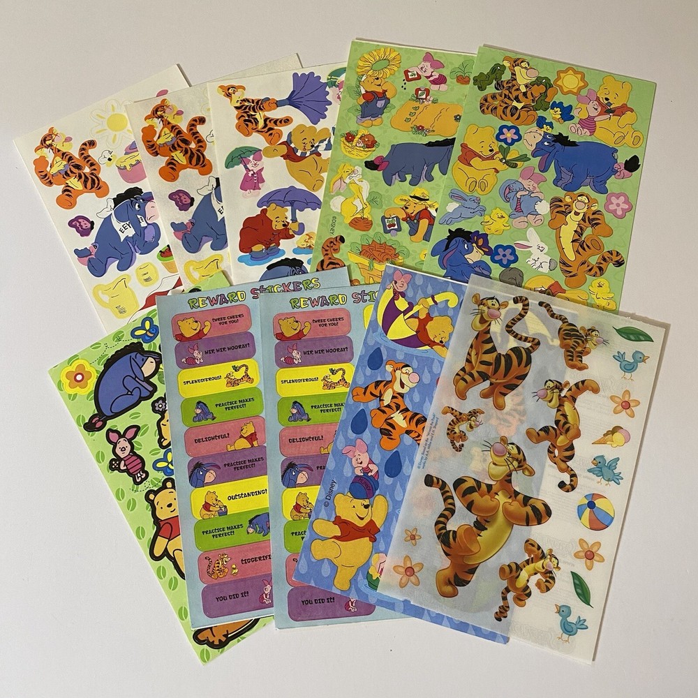 Vintage Sandylion Disney Winnie The Pooh Tigger Eeyore Piglet Stickers Set