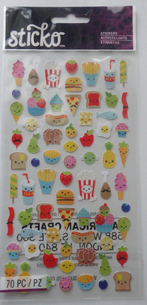 Sticko Mini Food Characters Scrapbook Sticker Sheet