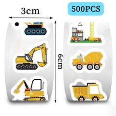 500pcs Construction Vehicle Sticker Roll Kids Reward Labels Toy Stickers – NEW