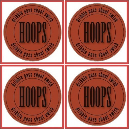 LOT OF 4 LI’L DAVIS DESIGNS BASKETBALL CHIP ART COASTERS Chipboard Rounds 2 1/4″
