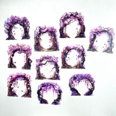 Purple Floral Garden Archway Stickers Junk Journal Collage Scrapbooking