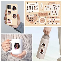 MENIFEND Black Girl Stickers 100pc