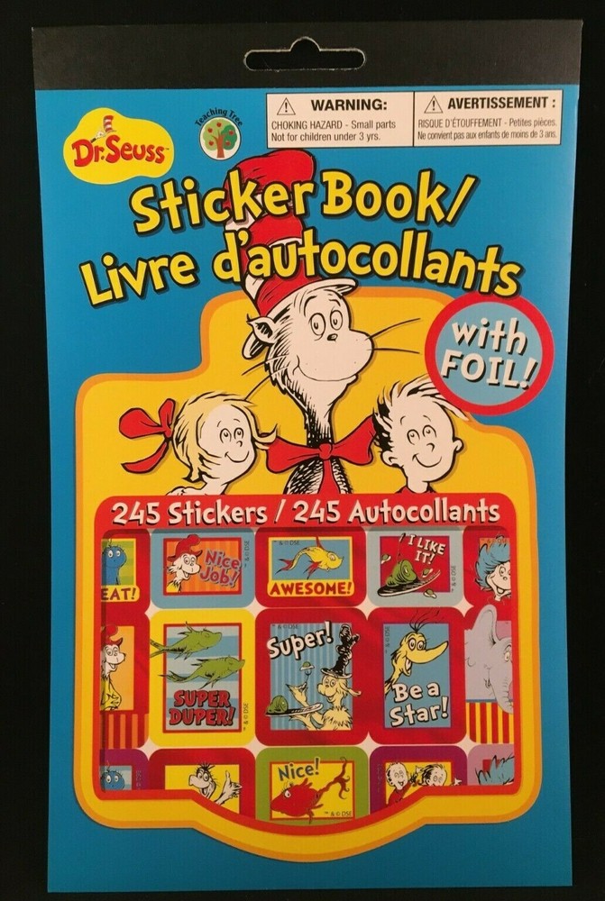 Dr. Seuss – Sticker Book – 245 Stickers – 1 Foil Sheet – 4 Sheets Total