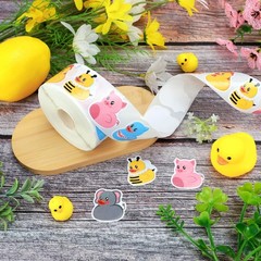 1000 Pcs Animal Rubber Duck Roll Stickers Self-Adhesive Funny Safari Zoo Anim…