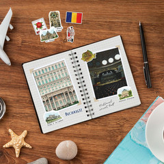 Remarkable Romania Travel Stickers (28Pcs) – Die-Cut, Watercolor, Bucharest Vaca