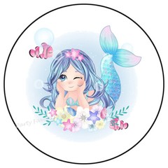 ADORABLE MERMAID WITH FLOWERS ENVELOPE SEALS LABELS STICKERS PARTY FAVORS