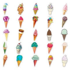 50 Pcs Sweet Ice Cream Stickers, 1.96-3.15inch Cool Cartoon Decorative Sticke…