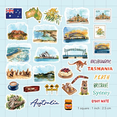 Outback Australia Travel Stickers (32Pcs) — for Scrapbooks, Journals