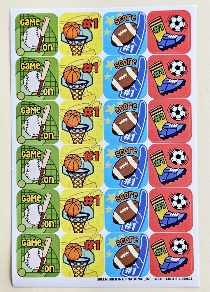 Sport /Balls Sticker sheet. Soccer, Rugby, Tennis, Basketball