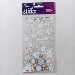 EK Success Sticko Blue/White Winter Snowflakes Glitter Stickers – 79 PC