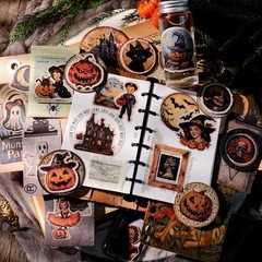 66 pcs Halloween PVC Waterproof Matte Surface Paper Sticker Scrapbook Craft