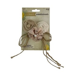Craft Burlap Flowers Roses 1 Piece Pearl Center Decorating Craft Embellishments