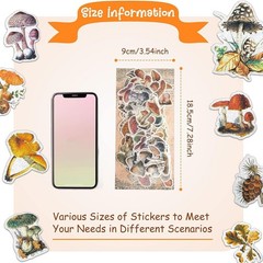 120 Pieces Mushroom Stickers Decals Plants Theme Multicolor