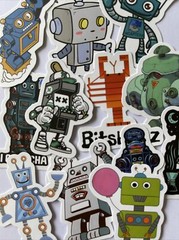 ROBOT ASSORTMENT Stickers (6pc)Buzz•Metal•Beep•Strong •Machine•Computer•￼Chat• ￼