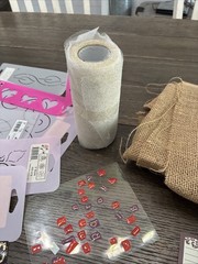 Lot of Scrapbooking Supplies. Burlap, Letters, Stencils, Paper, Hot Glue Guns,++