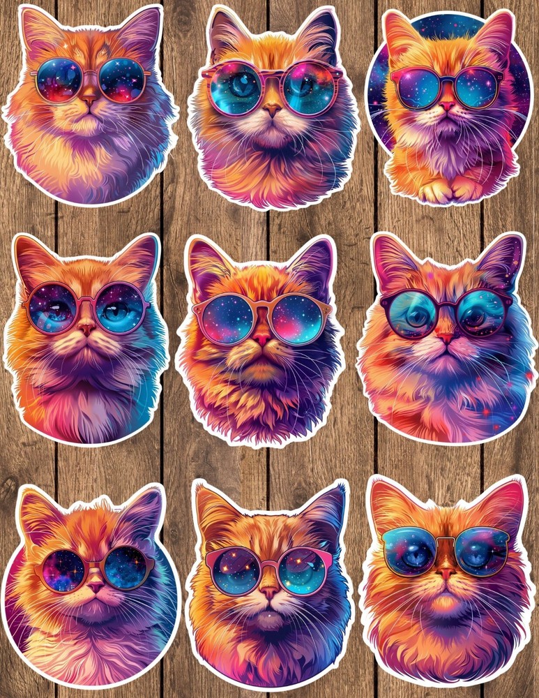 Galaxy Cat Die Cut Vinyl Stickers Scrapbooking Laptop Waterbottle