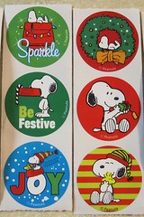6 MEDIUM * SNOOPY STICKERS PEANUTS * CHRISTMAS * SANTA * SCRAPBOOK * SO CUTE!