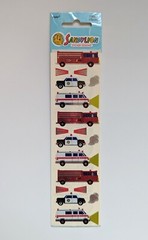 Vintage SandyLion Mylar Emergency Vehicles Firetruck Ambulance Sealed Stickers