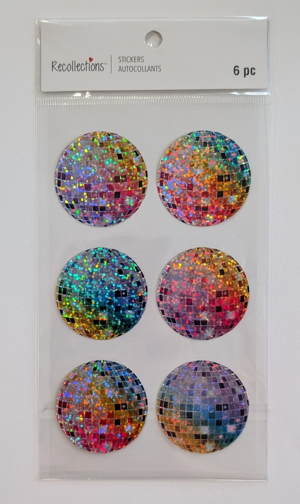 Prismatic Disco Balls Flat Scrapbooking Stickers by Recollections