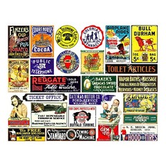Vintage Advertising Signs, 2 Cut & Peel Sticker Sheets, 50 Reproductions