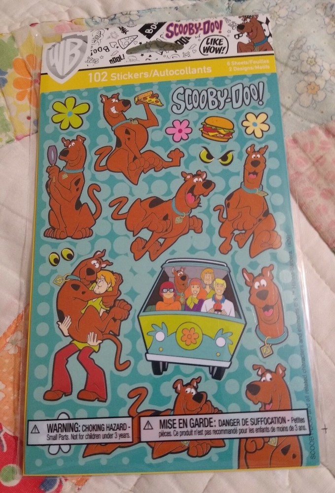 American Greetings Scooby-Doo & the Gang 102 Stickers (6 Sheets) with 2 Designs