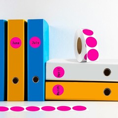 Fluorescent Pink Color-Code Dot Stickers, 10000 Labels