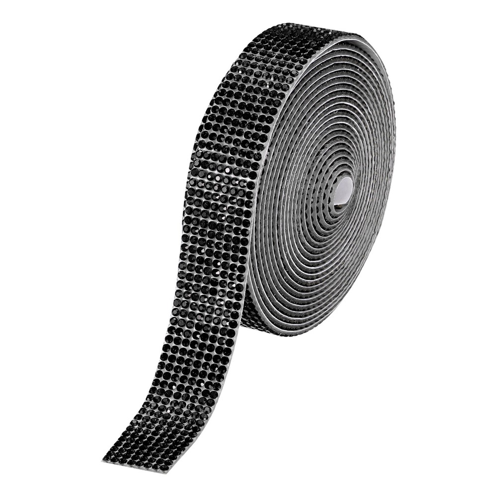 0.7 Inch Self Adhesive Rhinestone Strips 3 Yard for Crafts,Black