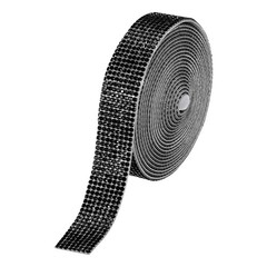 0.7 Inch Self Adhesive Rhinestone Strips 3 Yard for Crafts,Black